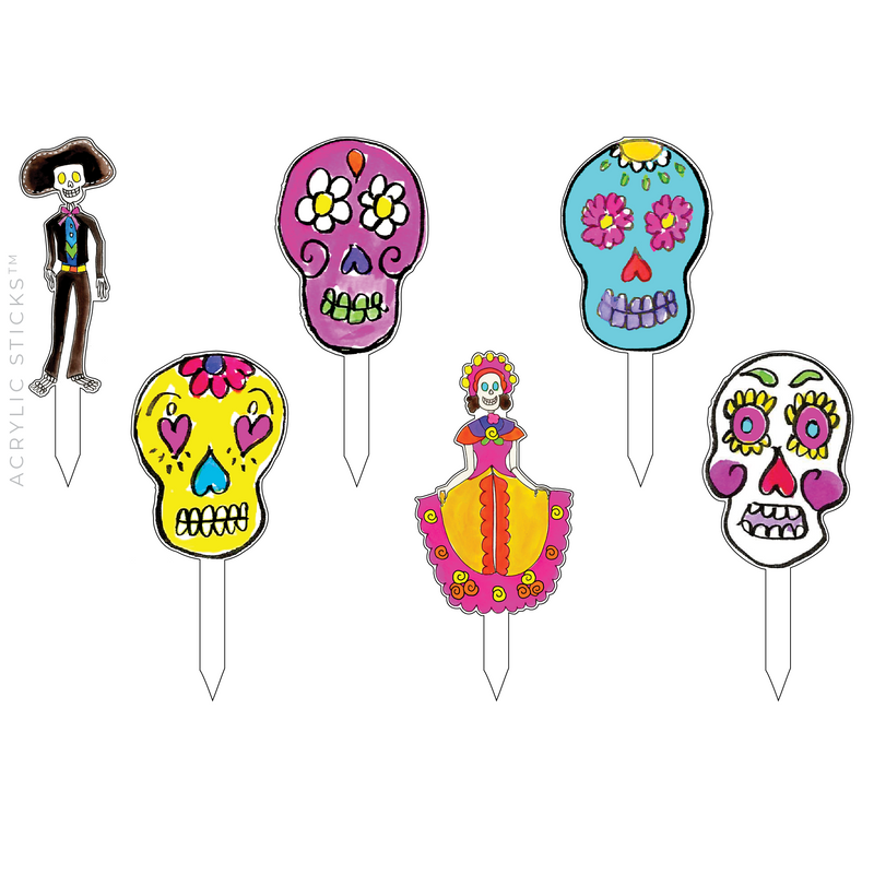 DAY OF THE DEAD ACRYLIC PARTY PIK STICKS COMBO
