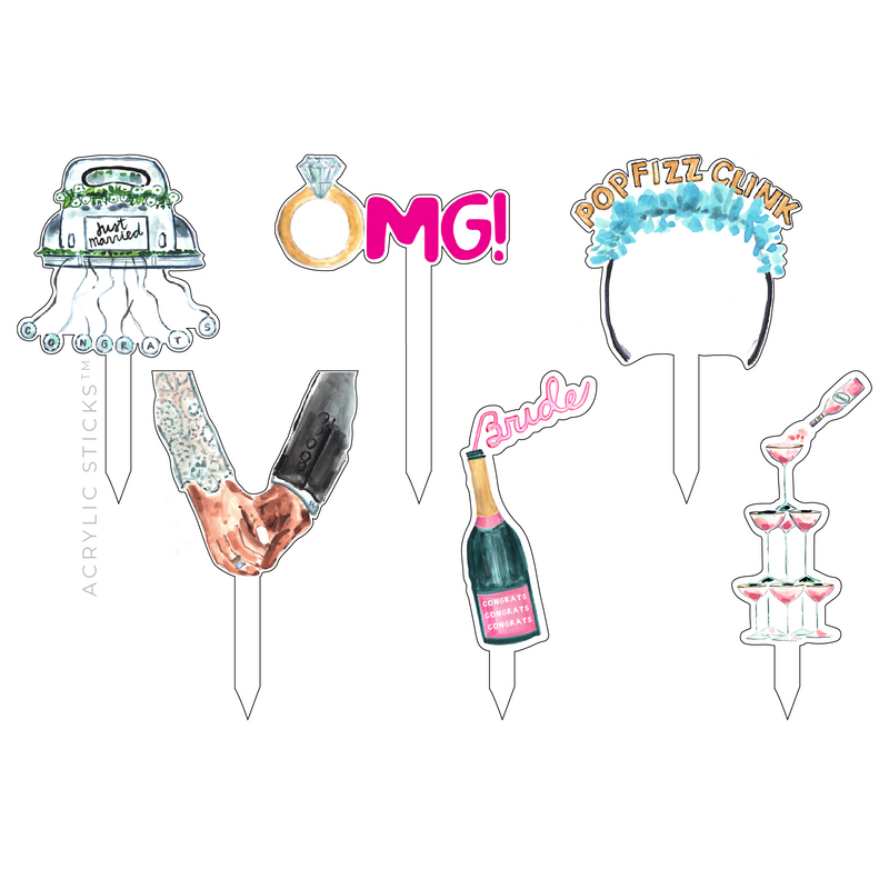 AS X EVELYN HENSON ENGAGED! ACRYLIC PARTY PIK STICKS COMBO