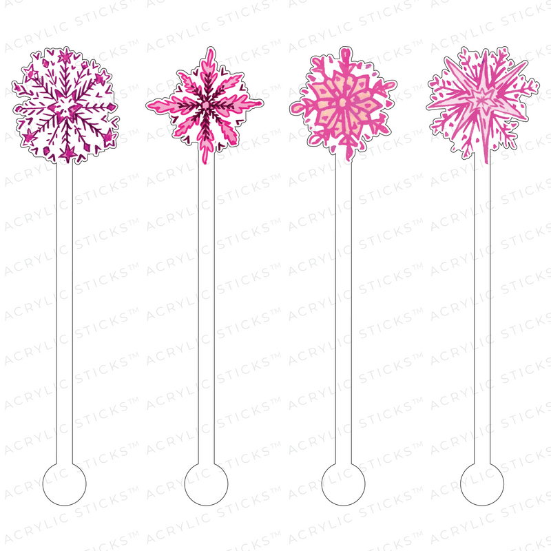 FOR THE LOVE OF PINK SNOWFLAKES ACRYLIC STIR STICKS COMBO