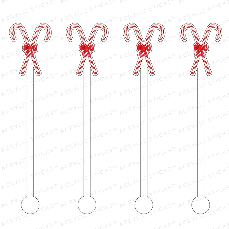CRISS CROSS CANDY CANES with BOW ACRYLIC STIR STICKS
