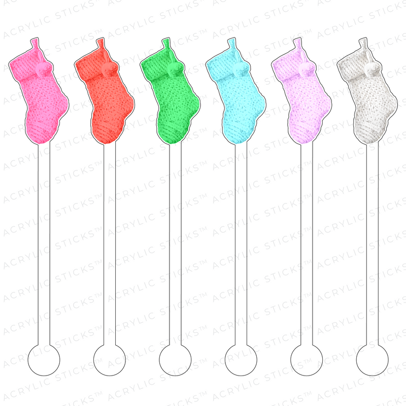 COLORFUL QUILTED STOCKINGS ACRYLIC STIR STICKS COMBO