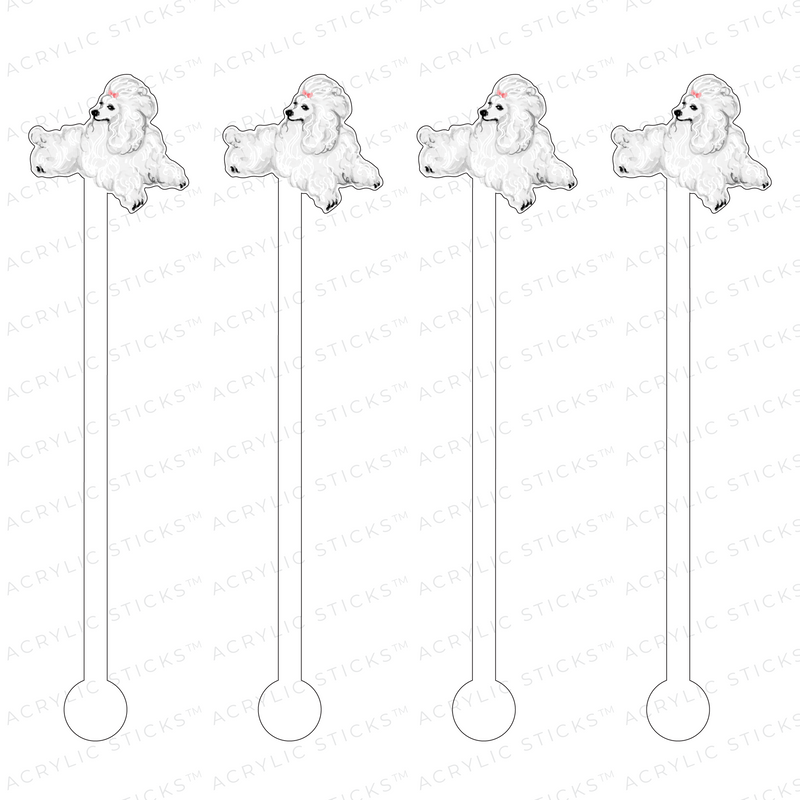 CURLY-HAIRED POODLE ACRYLIC STIR STICKS