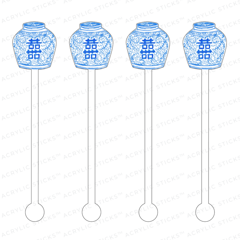 AS X TAYLOR BEACH DESIGN DOUBLE HAPPINESS GINGER URN ACRYLIC STIR STICKS