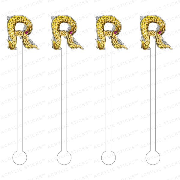 'R' JEWELED MONOGRAM ACRYLIC STIR STICKS – ACRYLIC STICKS TM