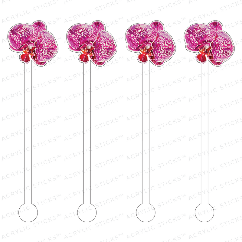 PINK SPOTTED PHALO ORCHID ACRYLIC STIR STICKS