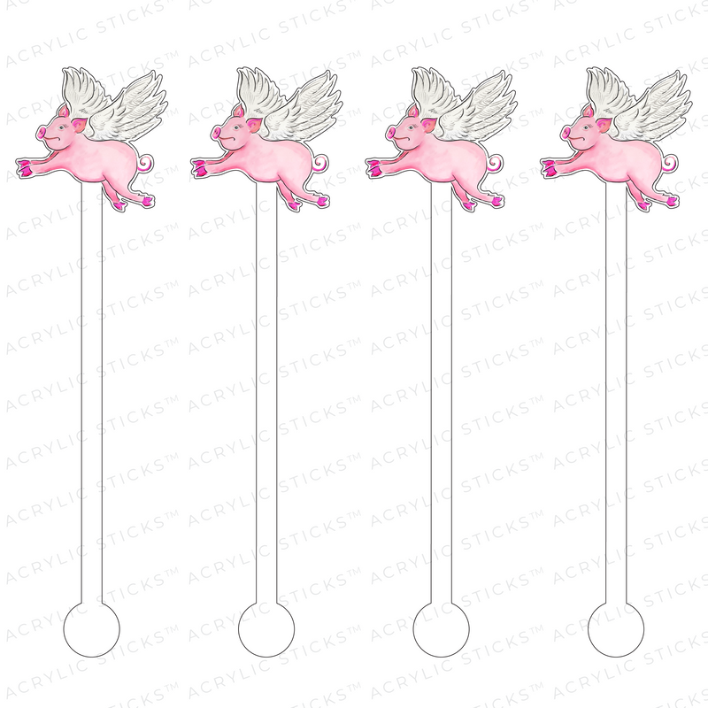 IF PIGS COULD FLY ACRYLIC STIR STICKS