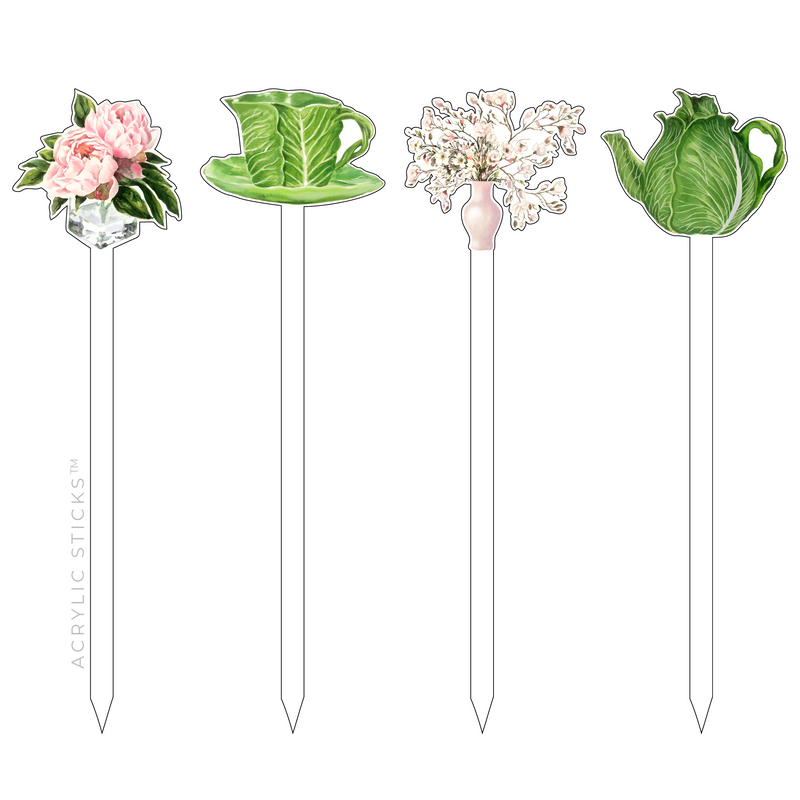 CABBAGE FLORAL TEATIME ACRYLIC SKEWER COMBO