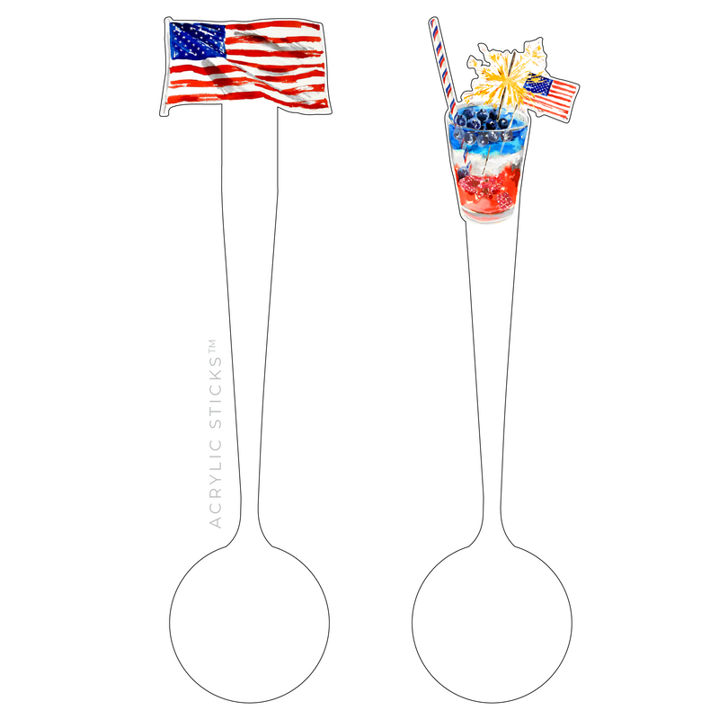 PATRIOTIC COCKTAIL ACRYLIC CANOODLE SPOON COMBO