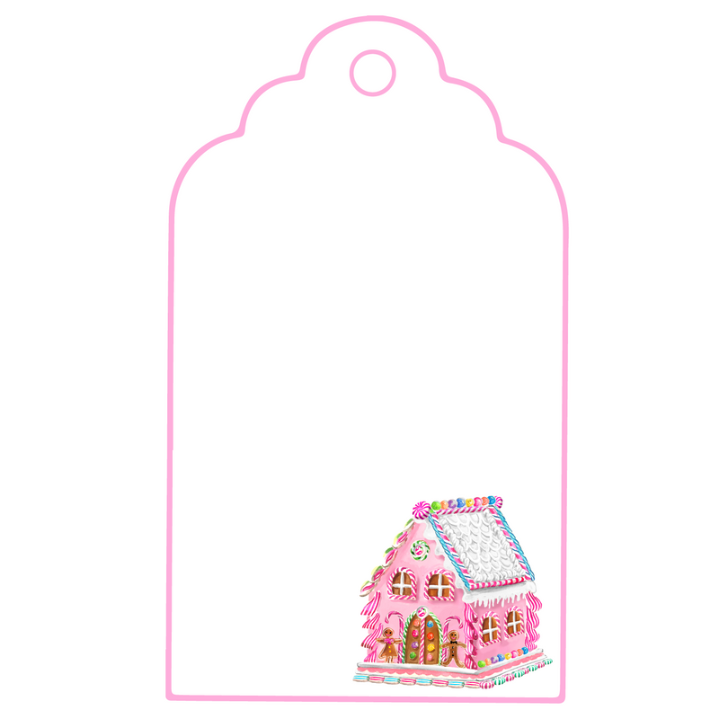 PINK COUTURE GINGERBREAD HOUSE WRITABLE ACRYLIC GIFT TAG