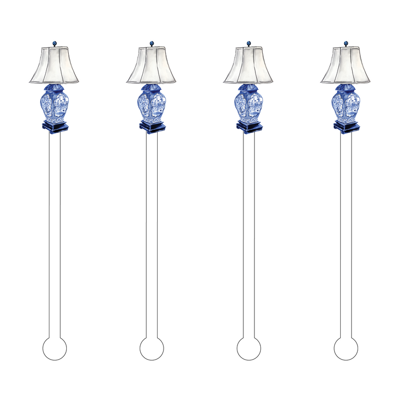 BLUE & WHITE GINGER JAR LAMP ACRYLIC STIR STICKS