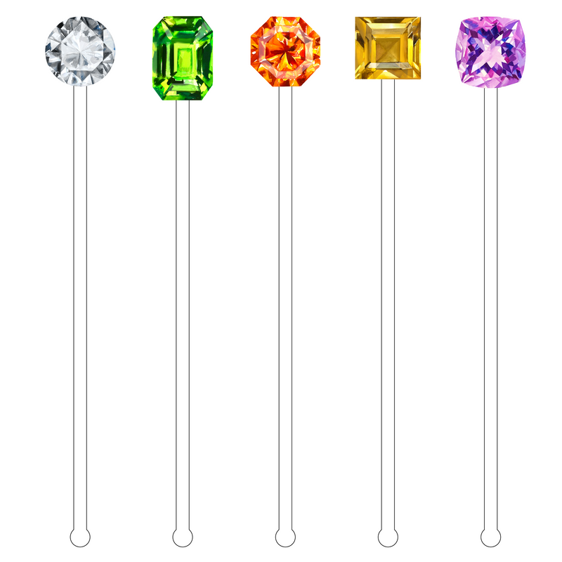 GEMSTONES 'BUBBLY'S' ACRYLIC DRINK MARKERS