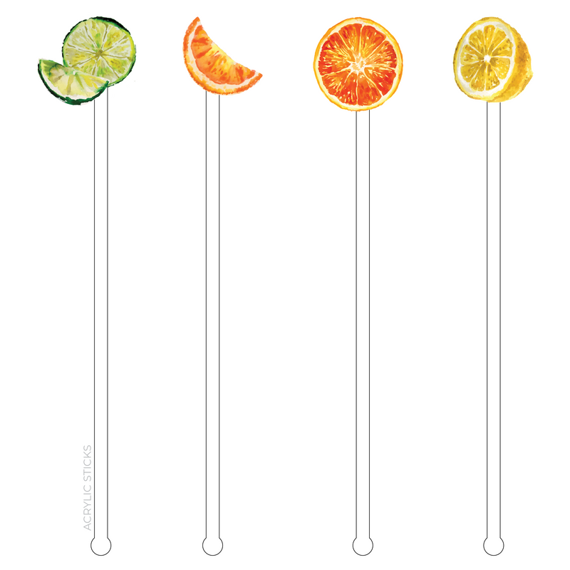 CITRUS 'BUBBLY'S' ACRYLIC DRINK MARKERS