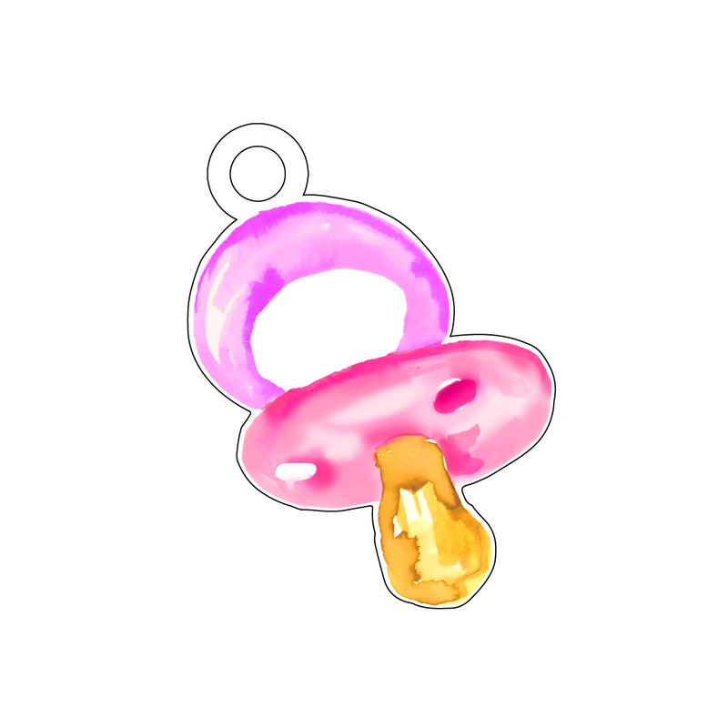 BABY GIRL PINK PACIFIER ACRYLIC GIFT TAG