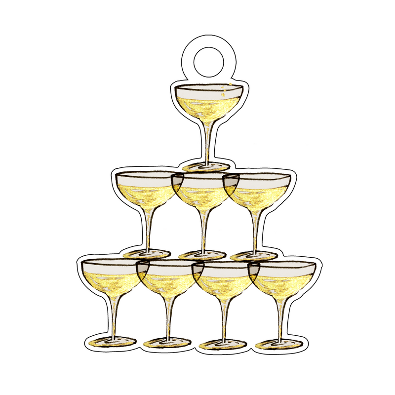 CHAMPAGNE TOWER ACRYLIC GIFT TAG