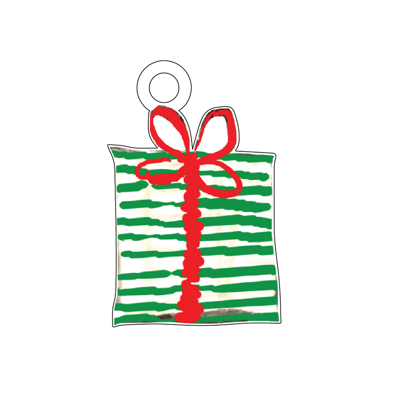 STRIPED PRESENT ACRYLIC GIFT TAG