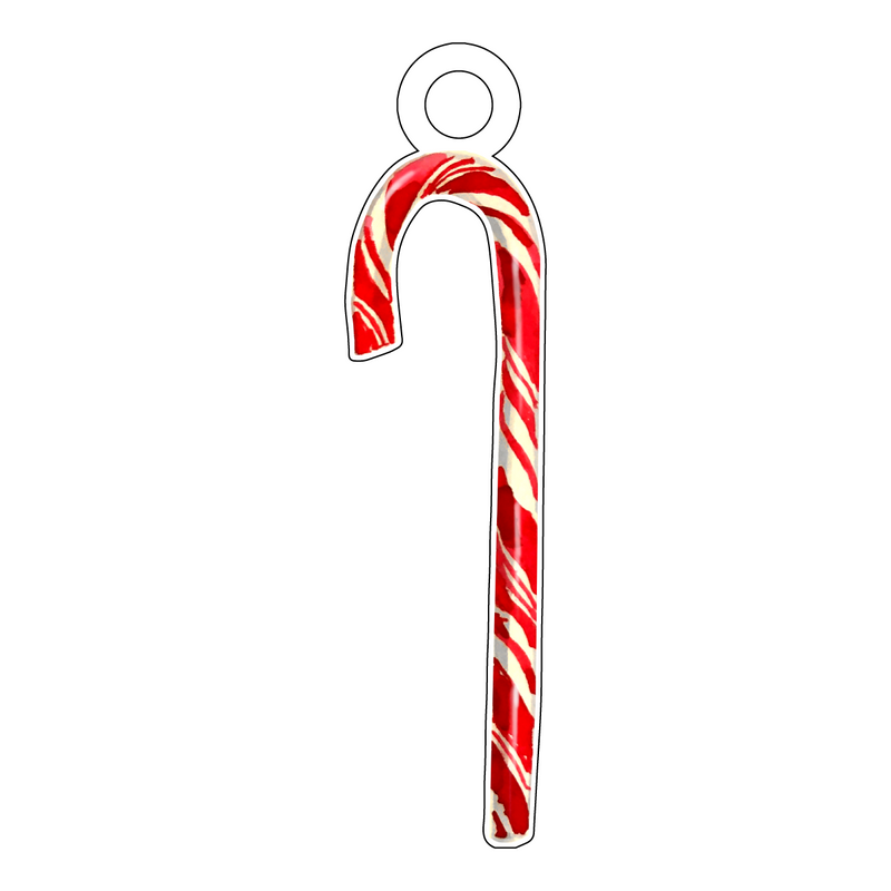 PEPPERMINT CANDY CANE ACRYLIC GIFT TAG