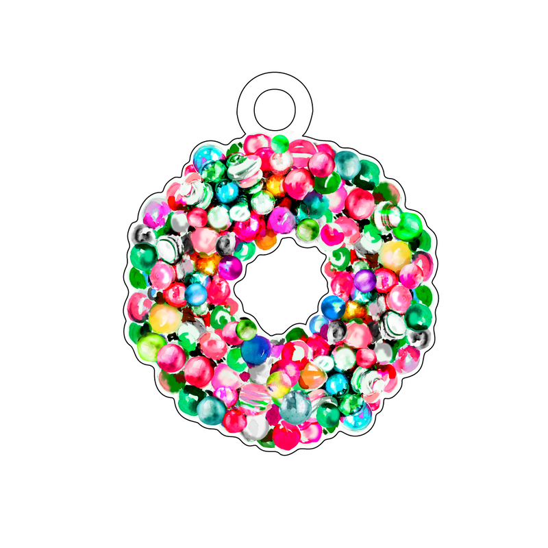 HOLIDAY BAUBLES WREATH ACRYLIC GIFT TAG