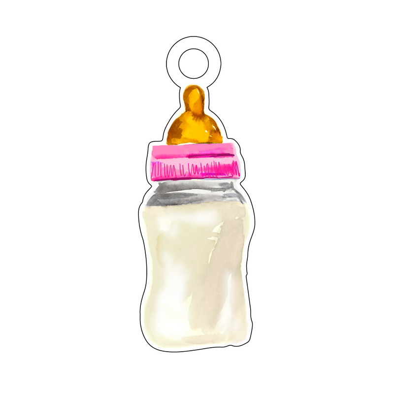 BABY BOTTLE PINK ACRYLIC GIFT TAG