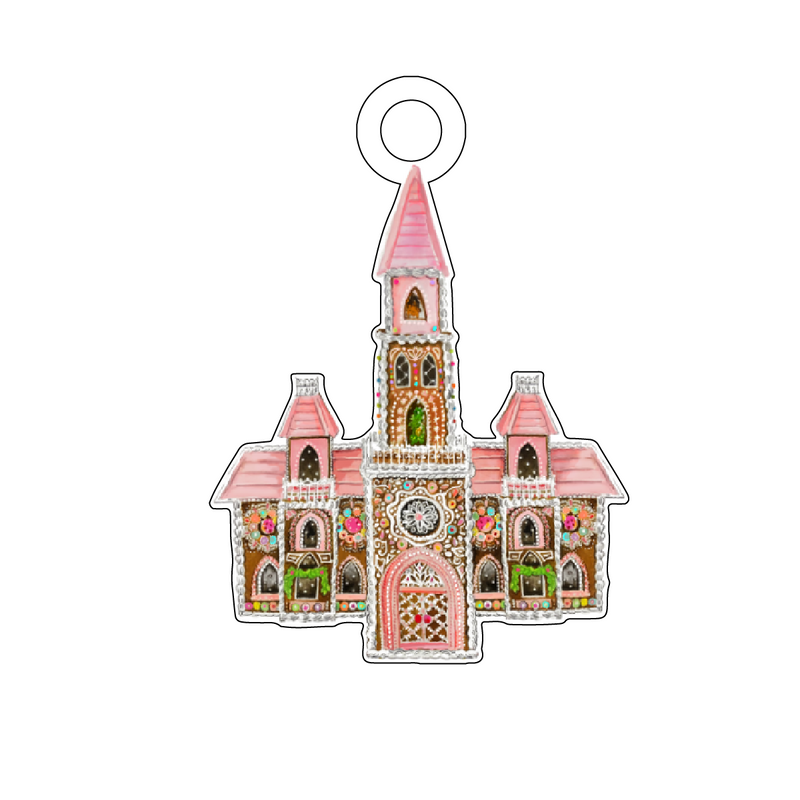 PINK COUTURE GINGERBREAD HOUSE ACRYLIC GIFT TAG