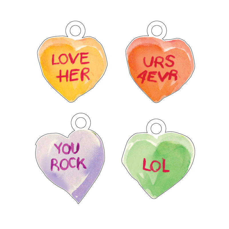 LOVE HER CANDY HEART ACRYLIC GIFT TAG COMBO
