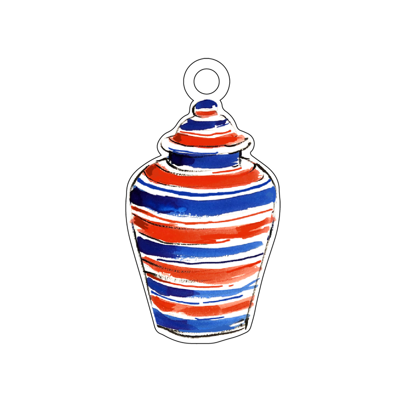 RED, WHITE & BLUE GINGER JAR ACRYLIC GIFT TAG