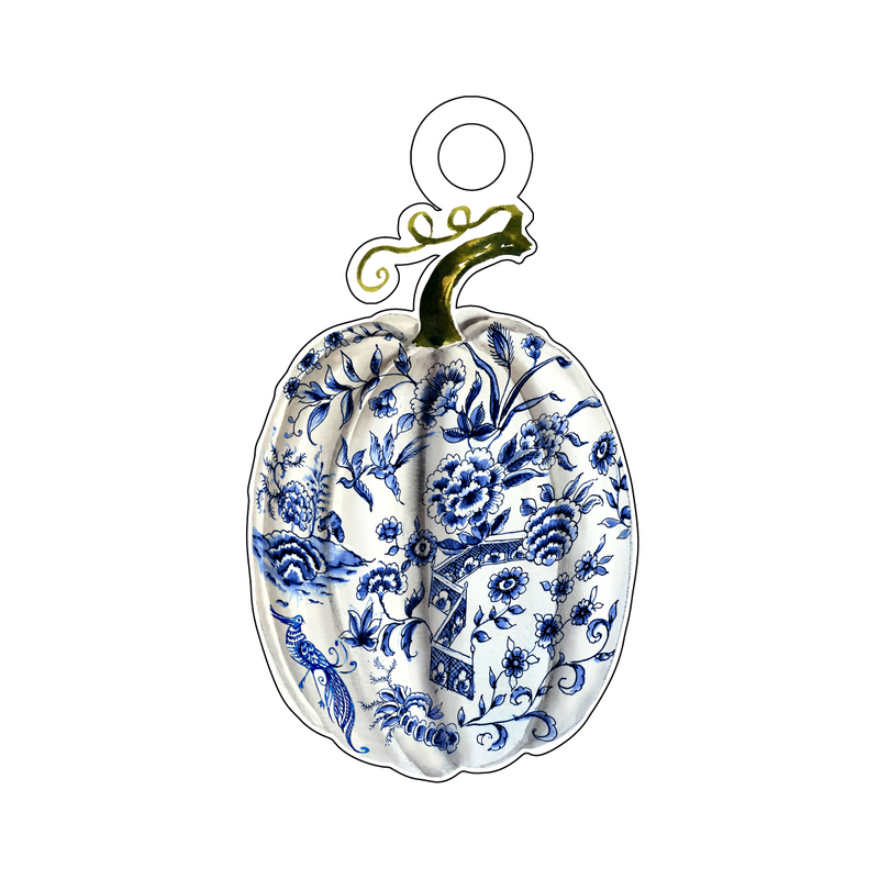 BLUE & WHITE WILLOW GOURD ACRYLIC GIFT TAG