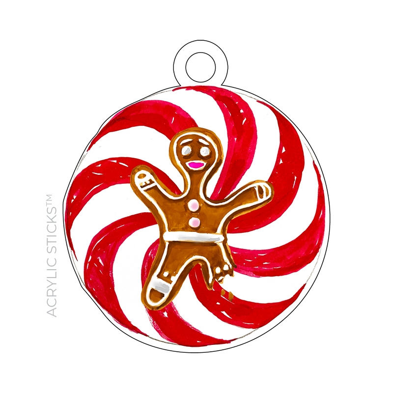 GINGERBREAD MAN PEPPERMINT ACRYLIC GIFT TAG