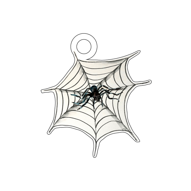 SPIDER IN SPIDER WEB ACRYLIC GIFT TAG