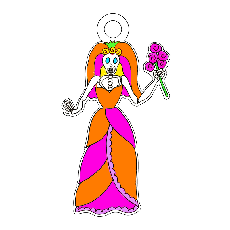 DAY OF THE DEAD VIBRANT BRIDE ACRYLIC GIFT TAG