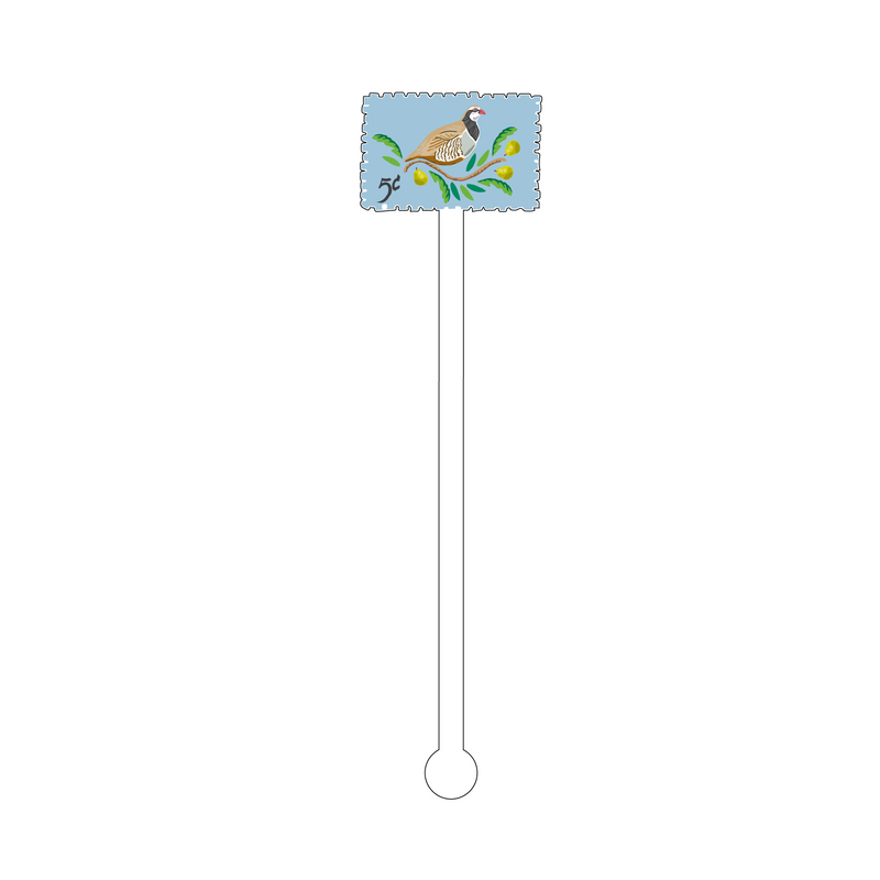 PARTRIDGE IN A PEAR TREE STAMP ACRYLIC STIR STICK
