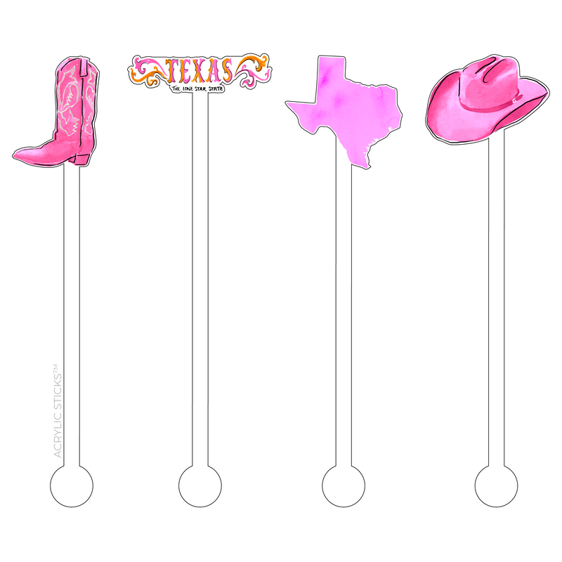 TEXAS COWGIRLING ACRYLIC STIR STICKS COMBO
