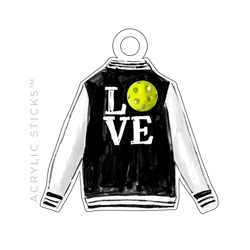 PICKLEBALL LETTER JACKET ACRYLIC GIFT TAG (5 COLOR OPTIONS)