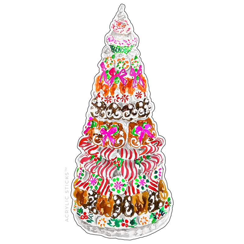 COLORFUL CANDY CANE CHRISTMAS TREE ACRYLIC CHARCUTERIE & ENTERTAINING BOARD