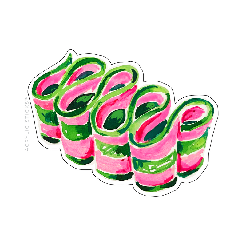 PINK/GREEN RIBBON CANDY ACRYLIC CHARCUTERIE & ENTERTAINING BOARD
