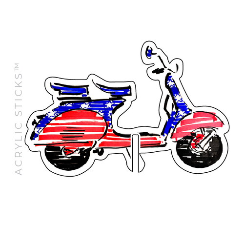 PATRIOTIC SCOOTER ACRYLIC DRINK CLIPS