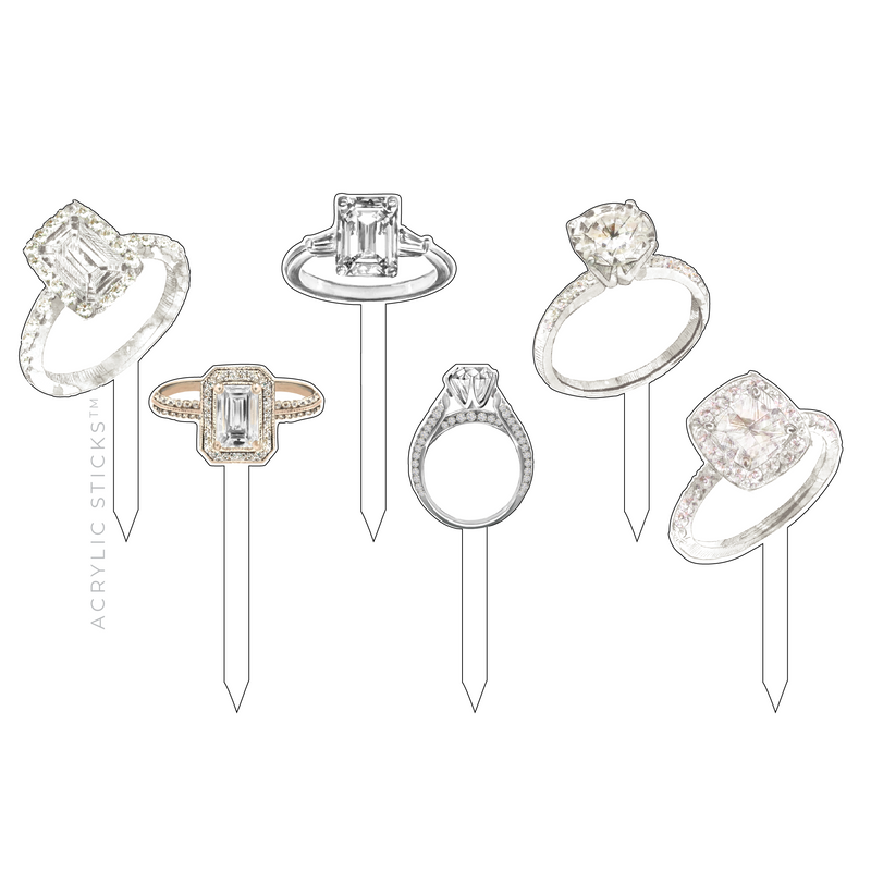 ENGAGEMENT RINGS ACRYLIC PARTY PIK STICKS COMBO