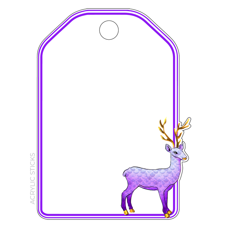 LILAC OMBRE SCALLOP REINDEER WRITABLE ACRYLIC GIFT TAG