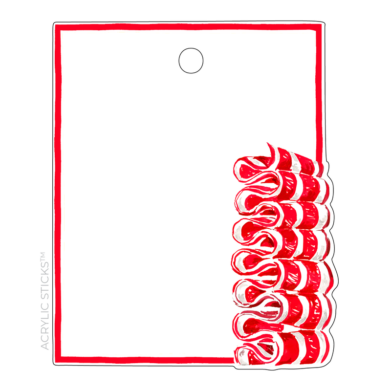 PEPPERMINT RIBBON CANDY WRITABLE ACRYLIC GIFT TAG